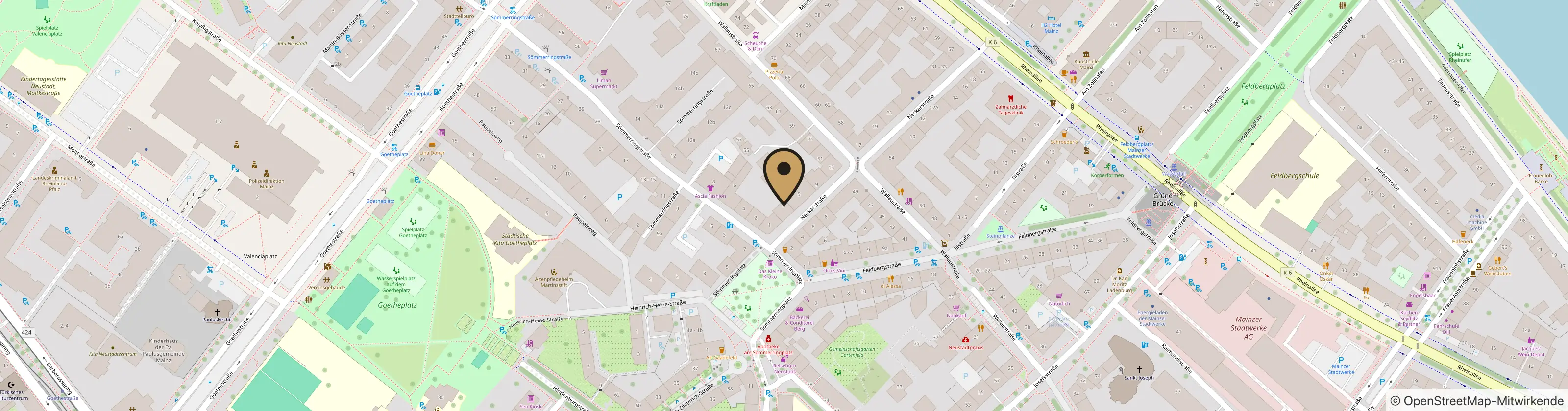 Karte mit dem Standort von HaWaGo, Neckarstraße 3, 55118 Mainz